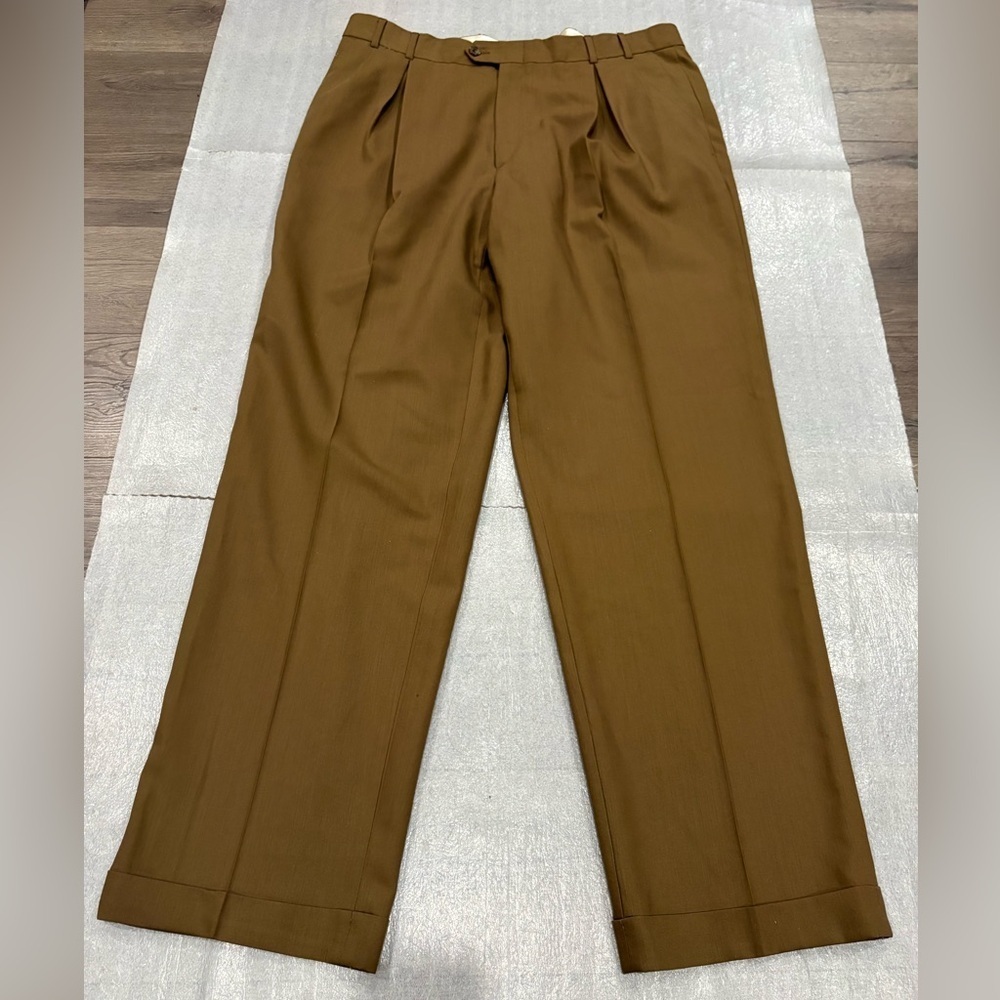 [38]Ballin Men's Brown Wool Dress Pants